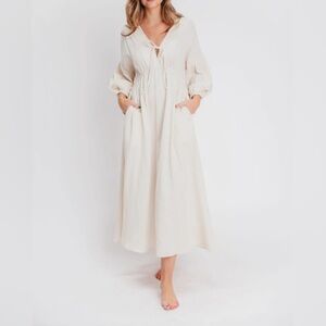 Hunter 100% cotton gauze bump friendly midi dress
